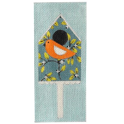 Blue Birdhouse Insert Painted Canvas Melissa Shirley Designs  - 1