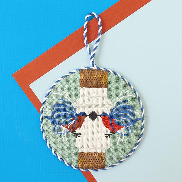 Needlepoint Chick-fil-A ornament