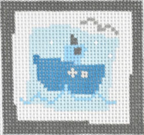 Blue Boat Painted Canvas Pippin  - 1
