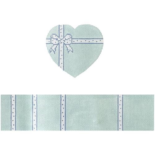 Blue Bow Heart Hinged Box with Hardware Painted Canvas Funda Scully 