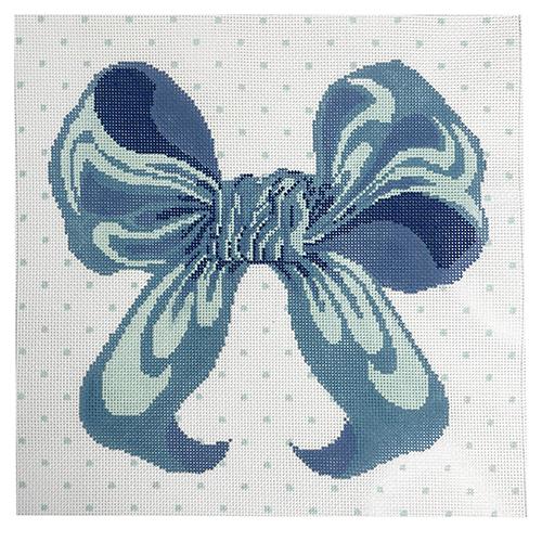 Blue Bow Pillow Painted Canvas All About Stitching/The Collection Design 