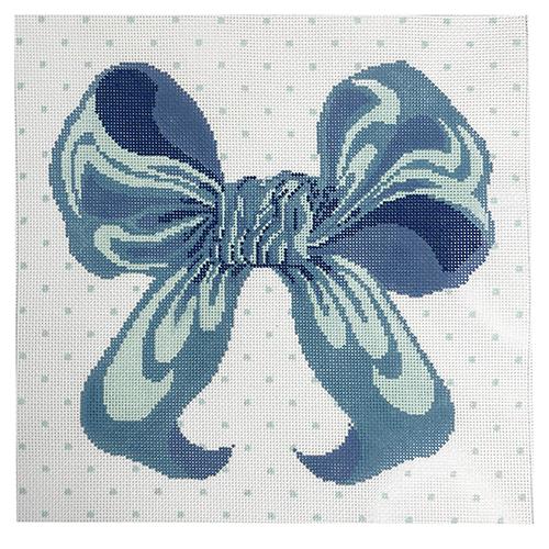 Blue Bow Pillow Painted Canvas All About Stitching/The Collection Design  - 1
