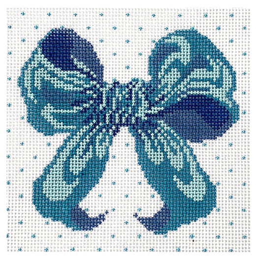 Blue Bow Small Square Painted Canvas All About Stitching/The Collection Design 