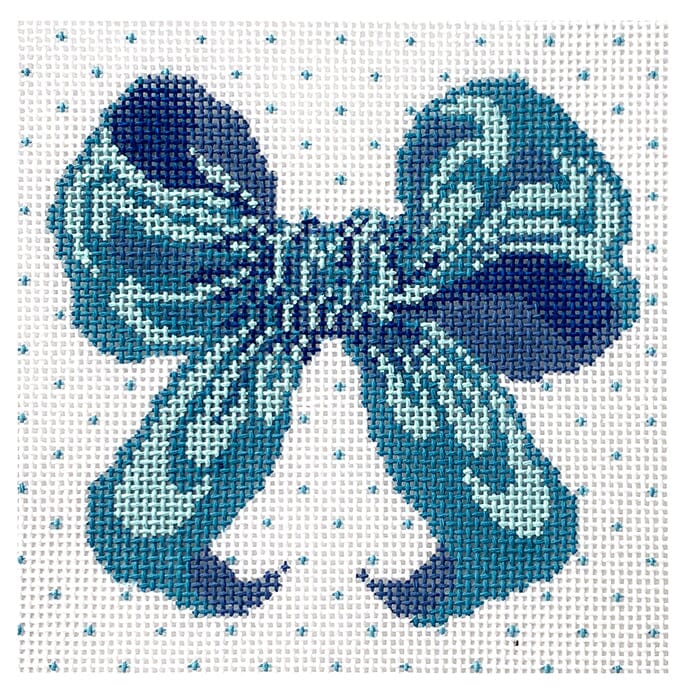 Blue Bow Small Square Painted Canvas All About Stitching/The Collection Design 
