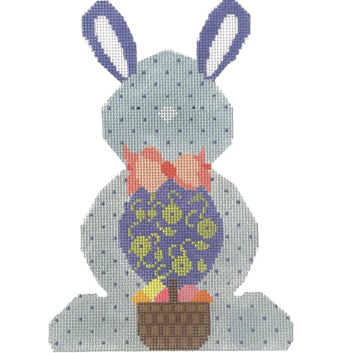 Blue Bunny with Dots Painted Canvas NeedleDeeva 