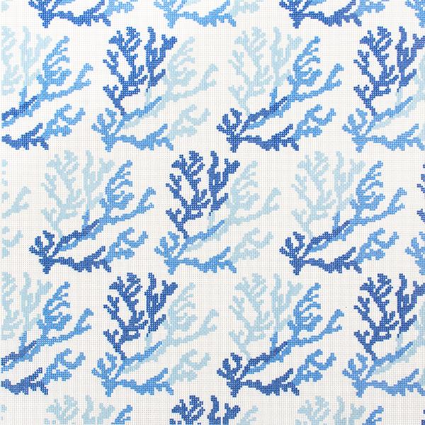 Blue Coral Printed Canvas Needlepoint To Go 