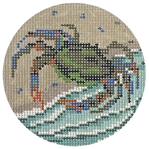 Blue Crab 3" Ornament Painted Canvas Needle Crossings  - 1