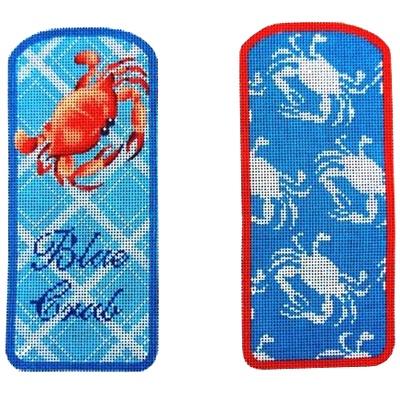 Blue Crab Eyeglasses Case Painted Canvas Kirk & Bradley 