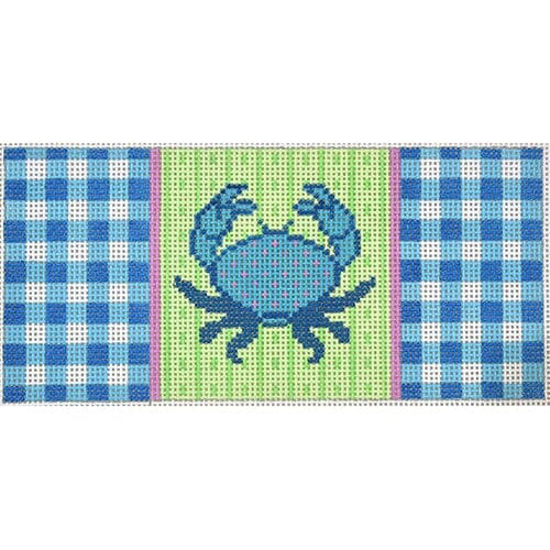 Blue Crab on Gingham Insert Painted Canvas Two Sisters Needlepoint 