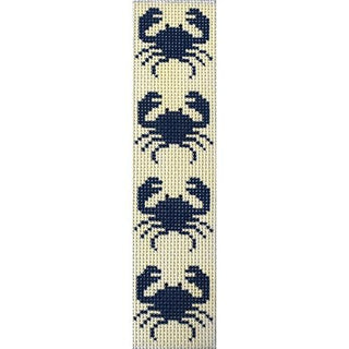 Blue Crabs on Cream Bookmark Painted Canvas J. Child Designs 
