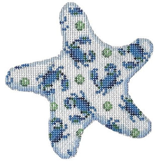 Blue Crabs on White Starfish Painted Canvas Associated Talents 
