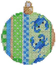 Blue Crabs / Stripes Mini Ball Ornament Painted Canvas Associated Talents 
