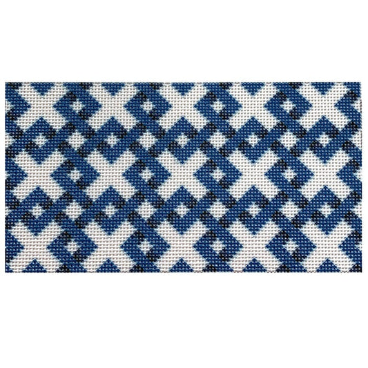 Blue Diagonal Lattice Insert Printed Canvas Two Sisters Needlepoint 