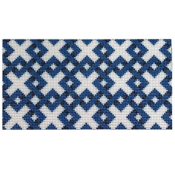 Blue Diagonal Lattice Insert Printed Canvas Two Sisters Needlepoint 
