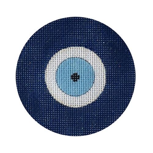 Blue Evil Eye with Bead Painted Canvas Funda Scully 