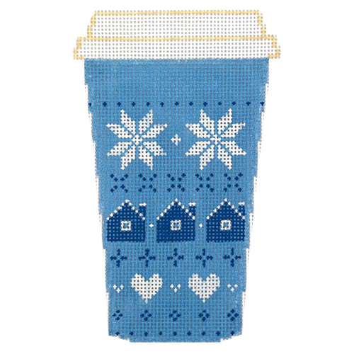 Blue Fair Isle Cup Painted Canvas Rachel Donley 