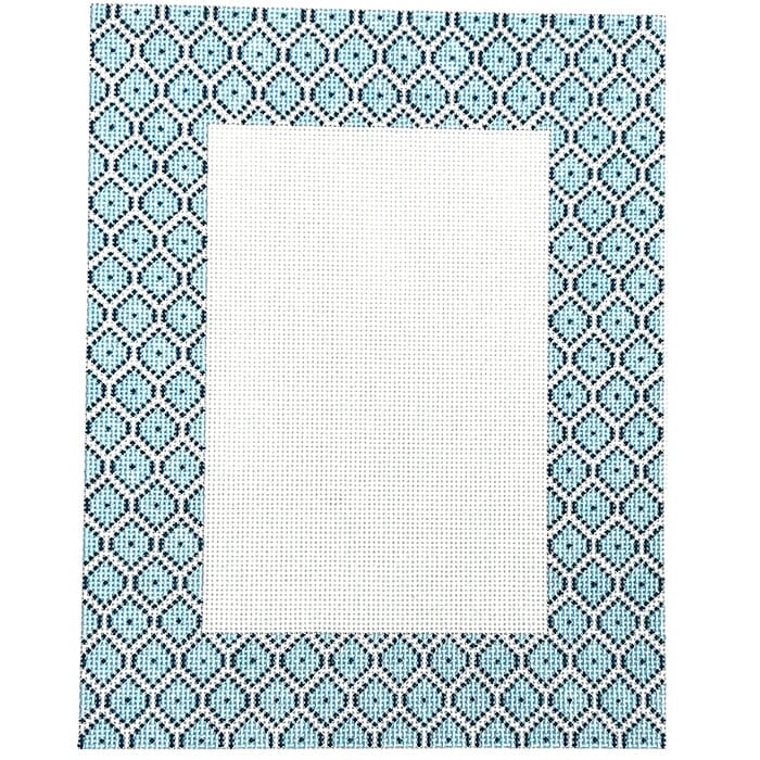 Blue Fish Scale Picture Frame Painted Canvas The Gingham Stitchery 