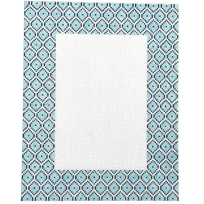Blue Fish Scale Picture Frame Painted Canvas The Gingham Stitchery  - 1