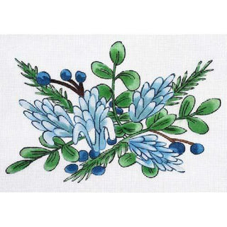 Blue Floral Painted Canvas Flower & Vine 

