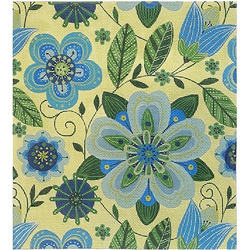 Blue Flowers Painted Canvas Love You More  - 1