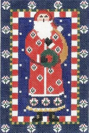 Blue Frame Santa Painted Canvas Cooper Oaks Design  - 1