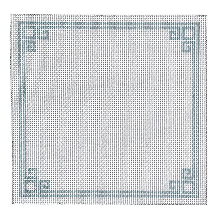 Blue Geometric Ring Bearer Pillow Painted Canvas Susan Battle Needlepoint  - 1