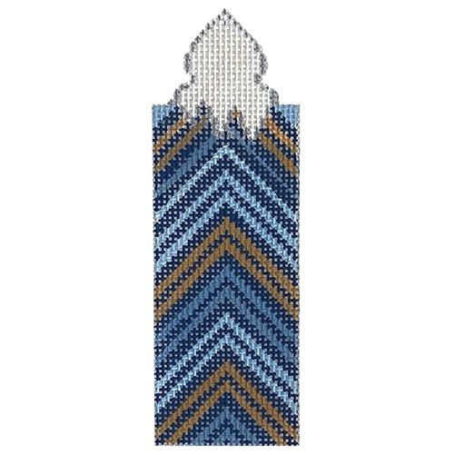 Blue & Gold Stripes Candle Painted Canvas Alice Peterson Company  - 1