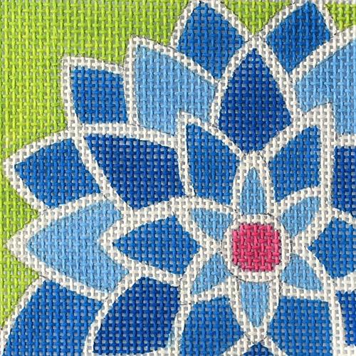 Blue Graphic Flower Painted Canvas Pepperberry Designs  - 1
