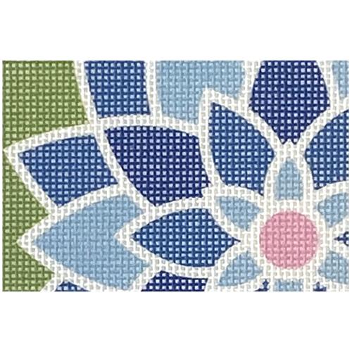 Blue Graphic Flower Rectangle Painted Canvas Pepperberry Designs  - 1