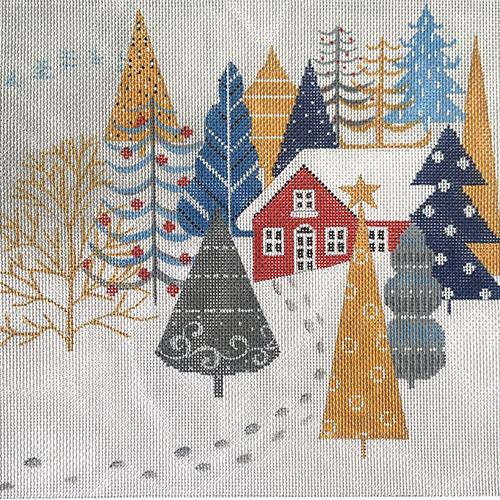 Blue & Gray Winter Outdoor Scene 1 Painted Canvas Alice Peterson Company 