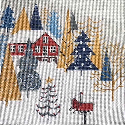 Blue & Gray Winter Outdoor Scene 2 Painted Canvas Alice Peterson Company 