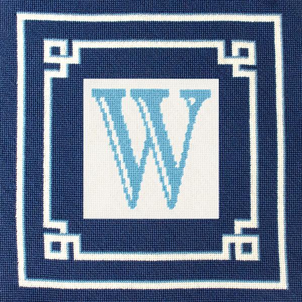 Blue Greek Key Pillow Kit Kits Needlepoint To Go 
