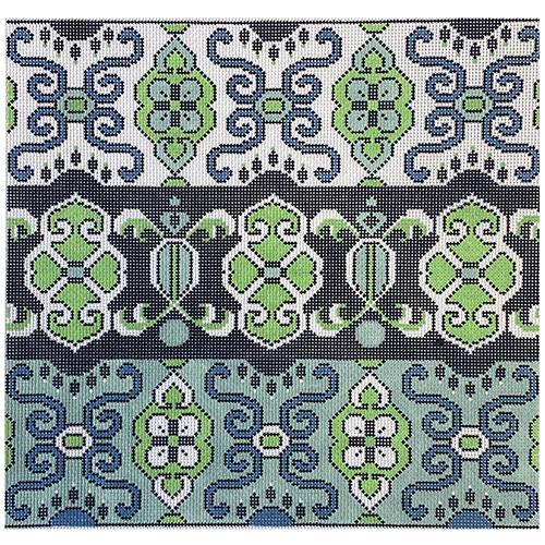 Blue & Green Dhurri Painted Canvas Alice Peterson Company  - 1