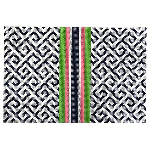 Blue, Green, Pink & Navy Clutch Painted Canvas Kristine Kingston 