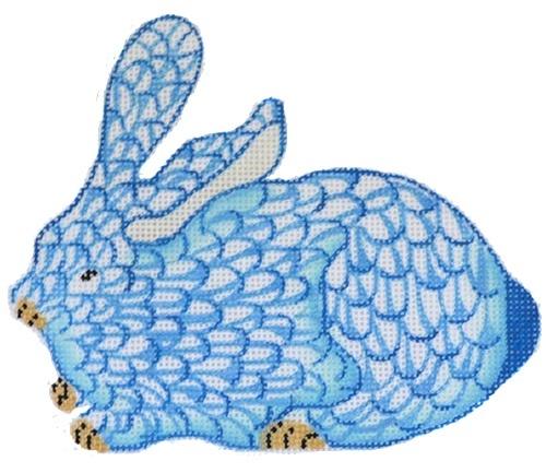 Blue Herend Bunny Ornament Painted Canvas Kate Dickerson Needlepoint Collections  - 1