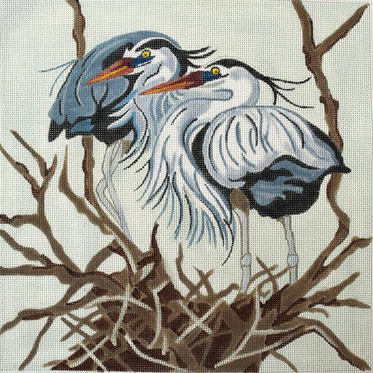 Blue Herons Nesting Painted Canvas Melissa Prince Designs 