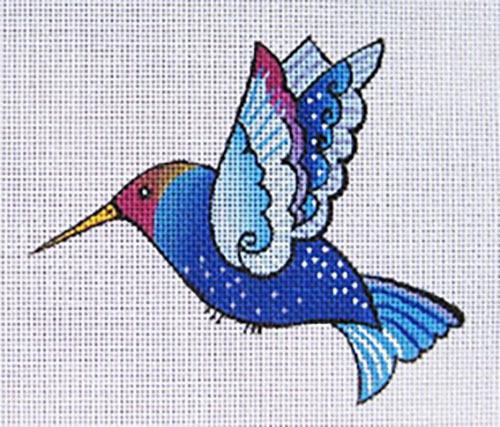 Blue Hummingbird Painted Canvas Laurel Burch 