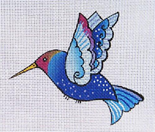 Blue Hummingbird Painted Canvas Laurel Burch  - 1