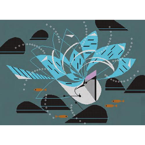 Blue Jay Bathing Painted Canvas Charley Harper  - 1