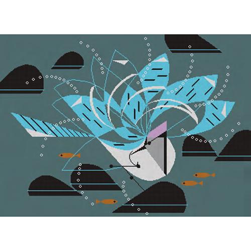 Blue Jay Bathing Painted Canvas Charley Harper 