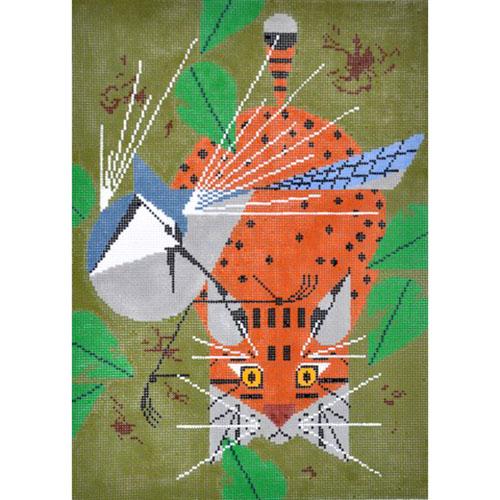 Blue Jay Patrol Painted Canvas Charley Harper  - 1