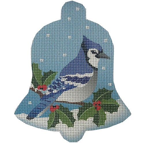 Blue Jay Snow Bell Painted Canvas Pepperberry Designs  - 1