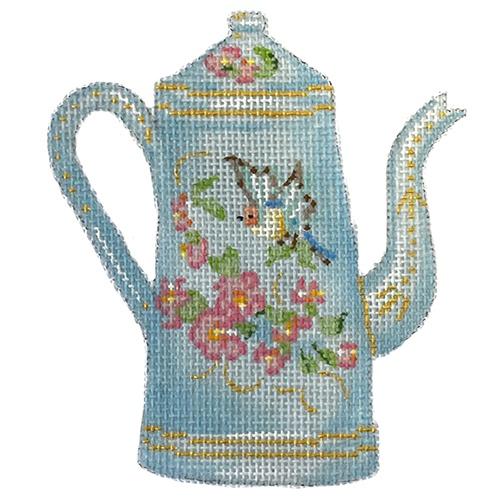 Blue Kettle Painted Canvas The Plum Stitchery  - 1