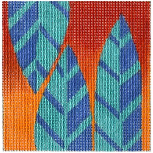 Blue Leaves Square Painted Canvas Zecca  - 1