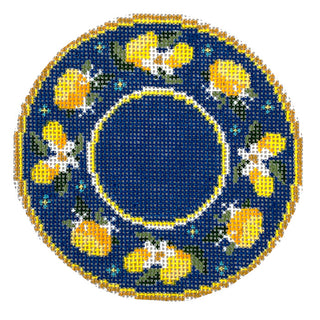 Blue Lemon Plate Painted Canvas Rachel Barri Designs 
