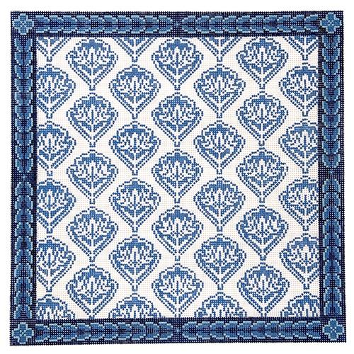 Blue Medallion Painted Canvas Anne Fisher Needlepoint LLC  - 1