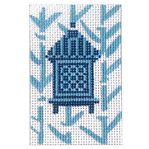 Blue Pagoda with Bamboo Insert Painted Canvas All About Stitching/The Collection Design 