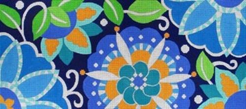 Blue Pinwheel Lumbar Painted Canvas Vallerie Needlepoint Gallery  - 1