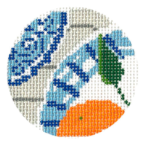 Blue Plate Round Painted Canvas Pippin  - 1