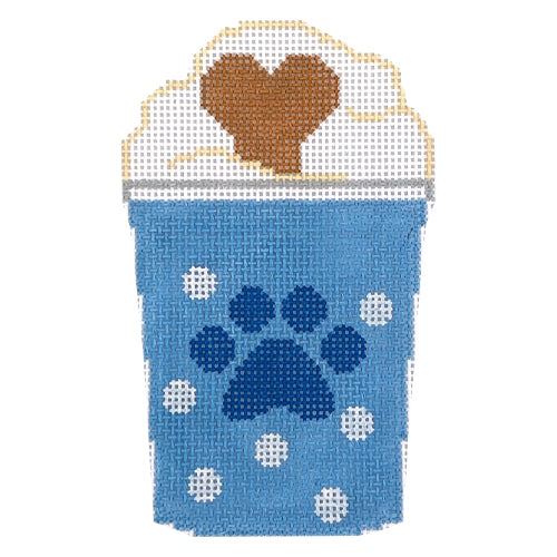 Blue Pup Cup Painted Canvas Rachel Donley  - 1